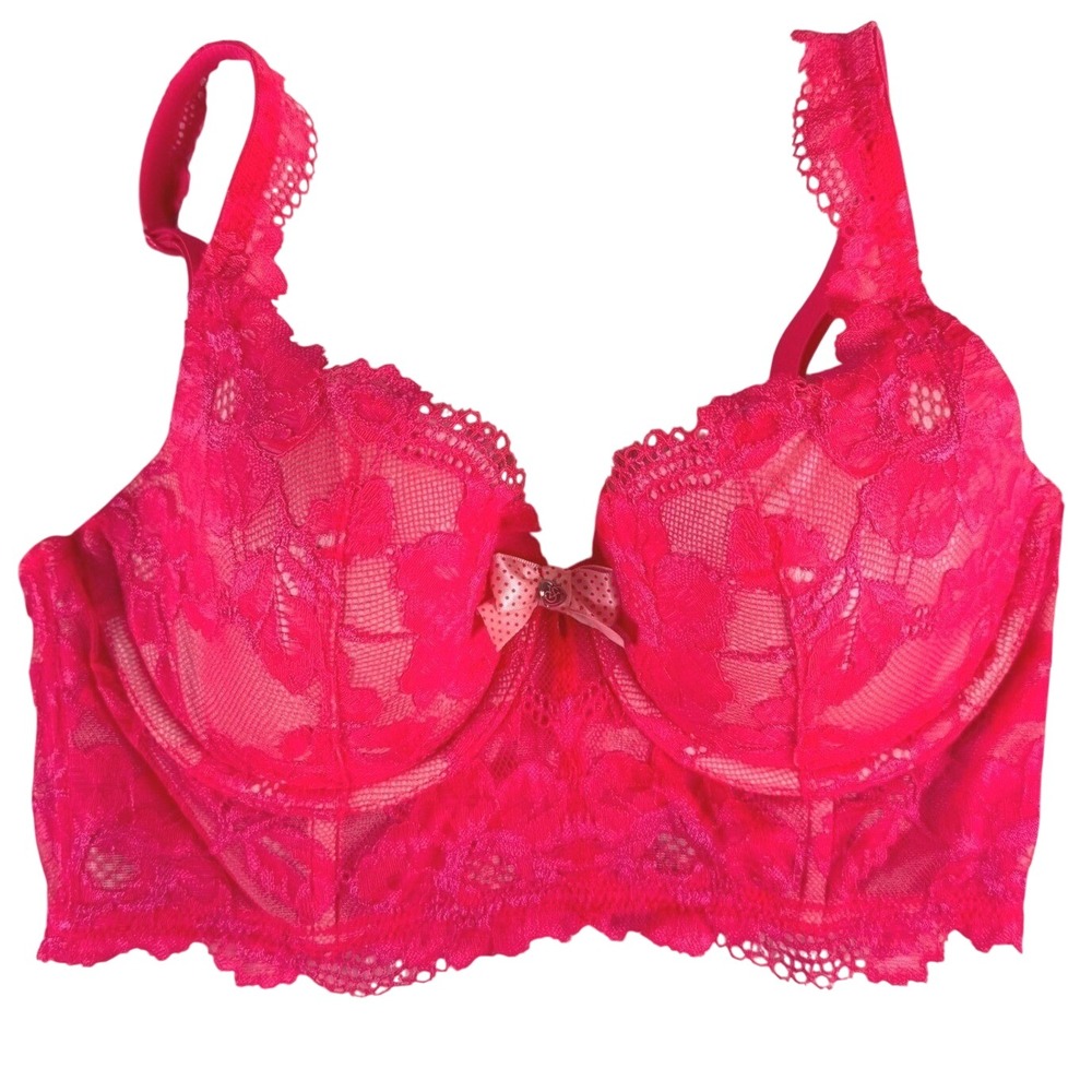 Victoria's‎ Secret Lined Demi Push Up Lace Bra Pink 32D Y2K Barbiecore Sexy Glam